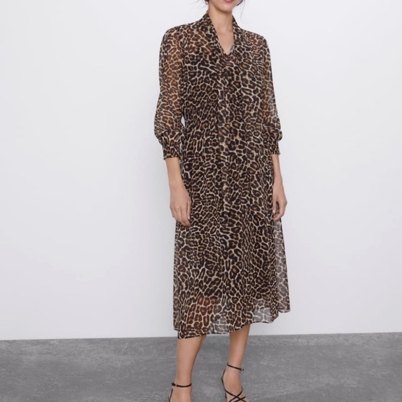 NWT Spring Summer Zara animal print dress size S - Picture 1 of 16